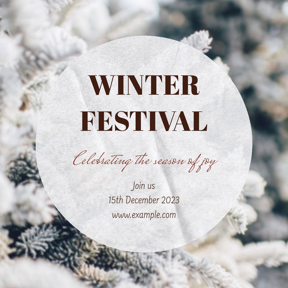 Winter festival Instagram post template, editable text