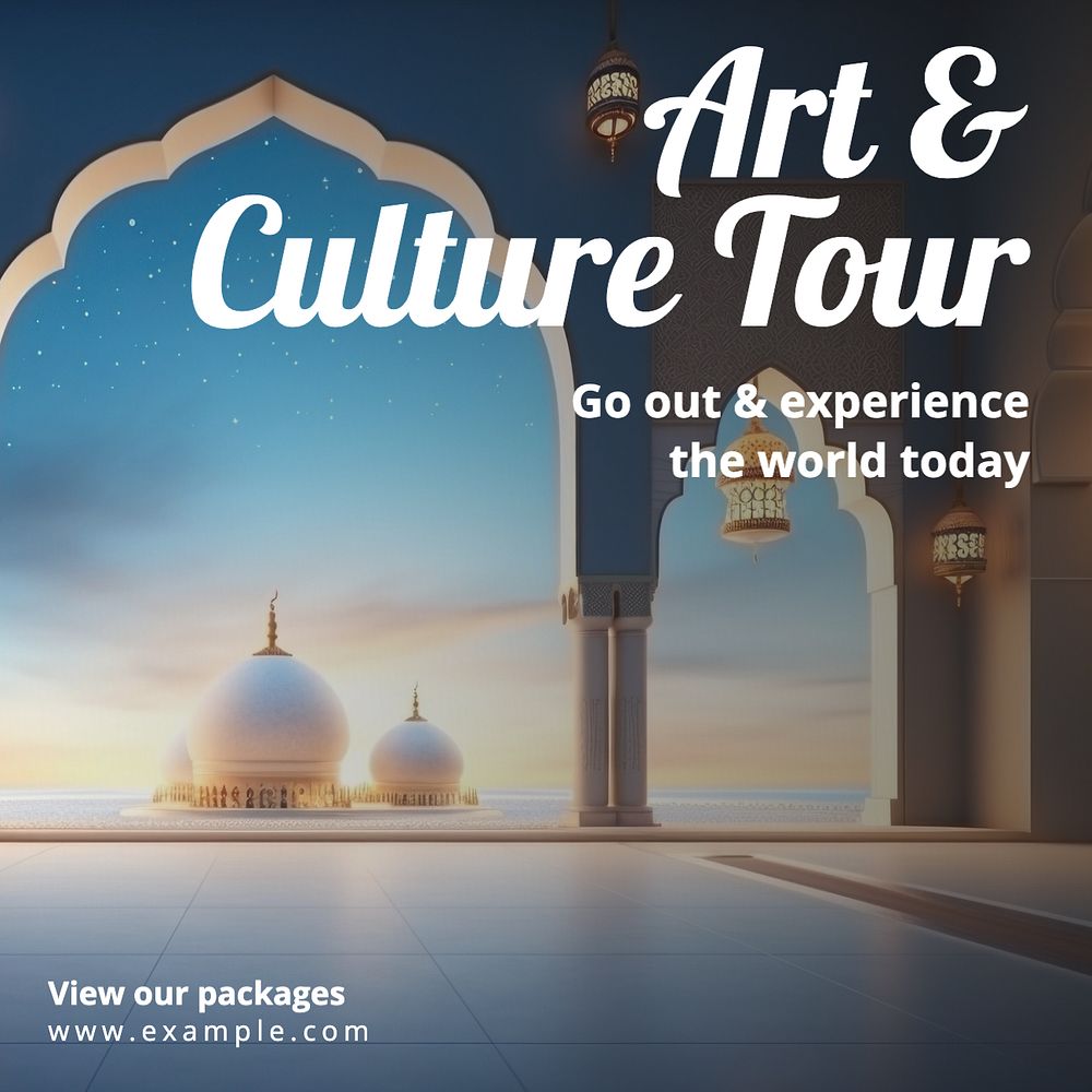 Art & culture tour Instagram post template, editable text