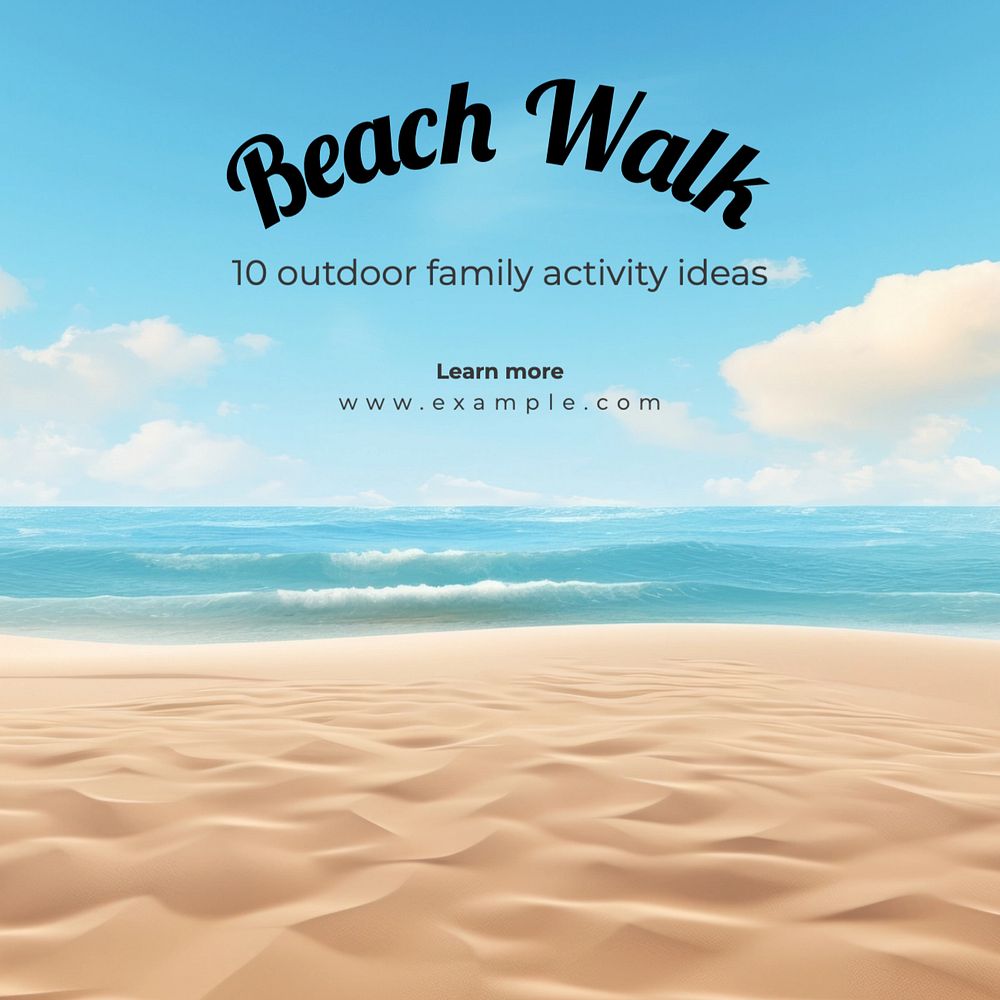 Beach walk Instagram post template, editable text