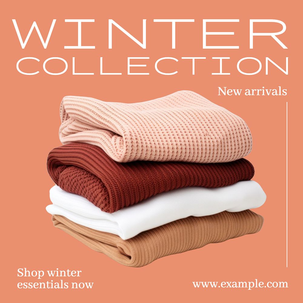 Winter collection Instagram post template, editable text