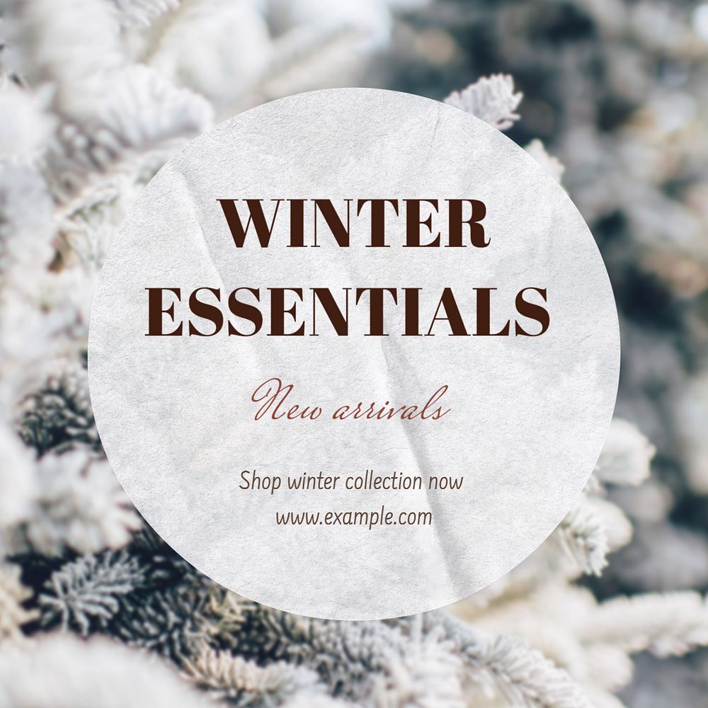 Winter essentials Instagram post template, editable text