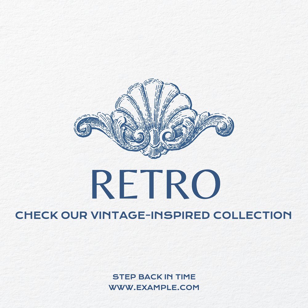 Retro collection Instagram post template, editable text