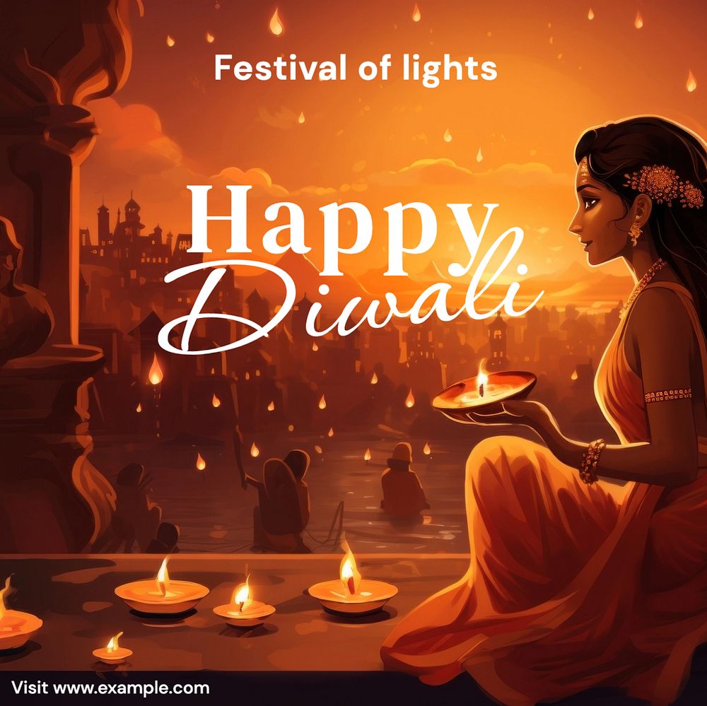 Diwali Instagram post template, editable text