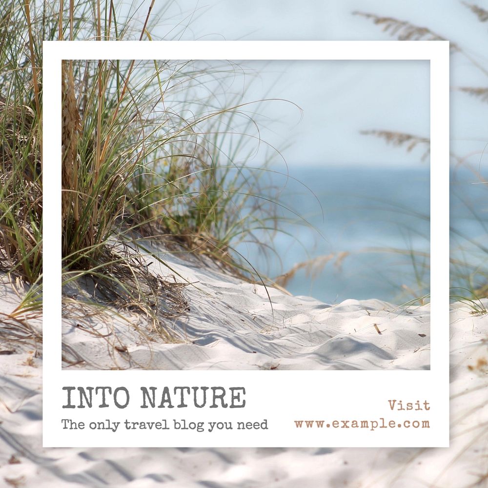 Nature travel blog Instagram post template, editable text