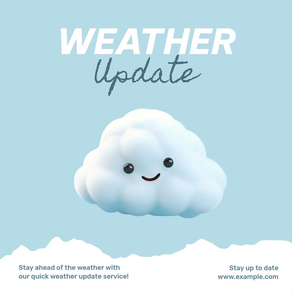 Weather update Instagram post template, editable text