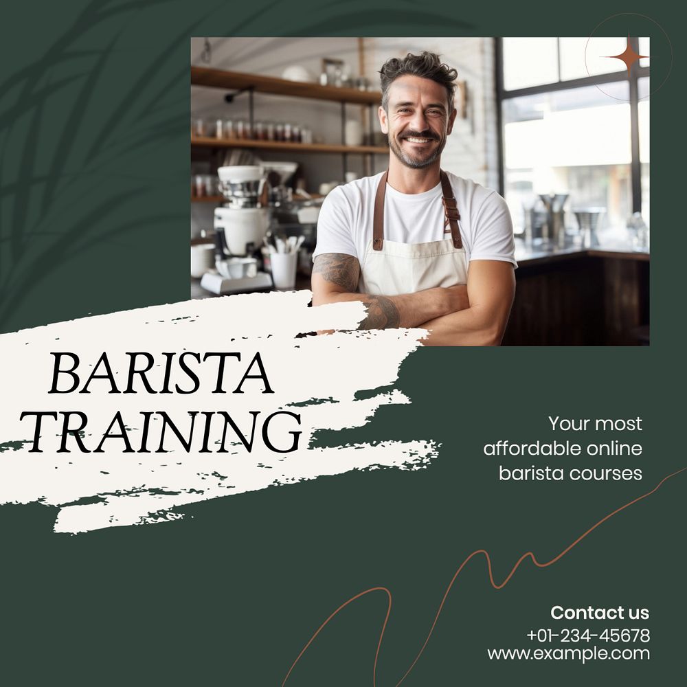 Barista training Instagram post template, editable text