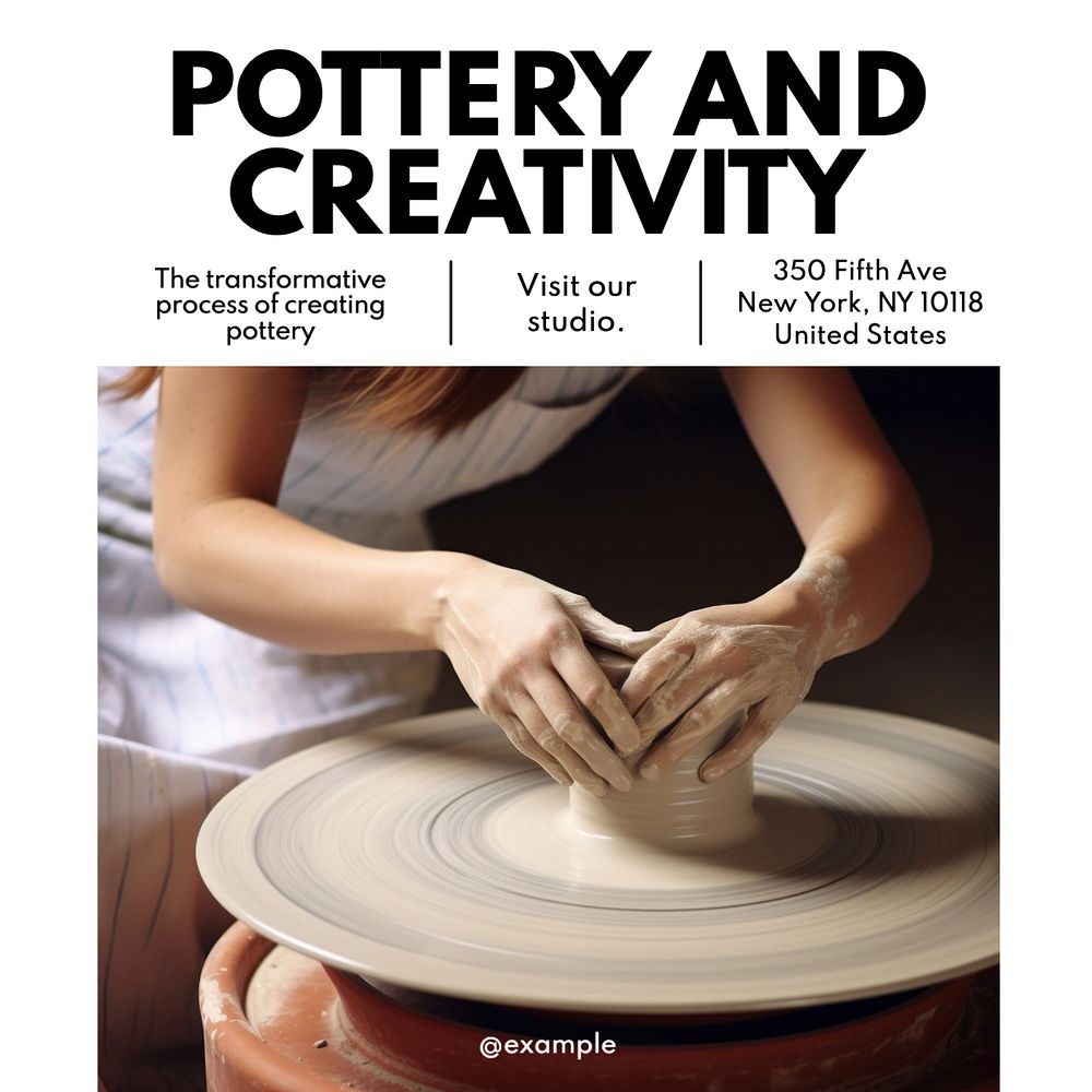 Pottery and creativity Instagram post template, editable text