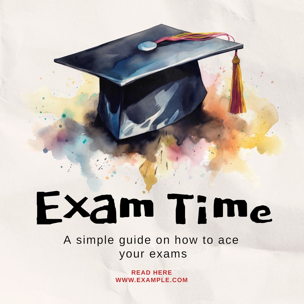 Exam time Instagram post template, editable text