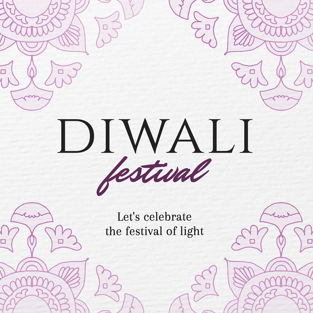 Diwali festival Instagram post template, editable text