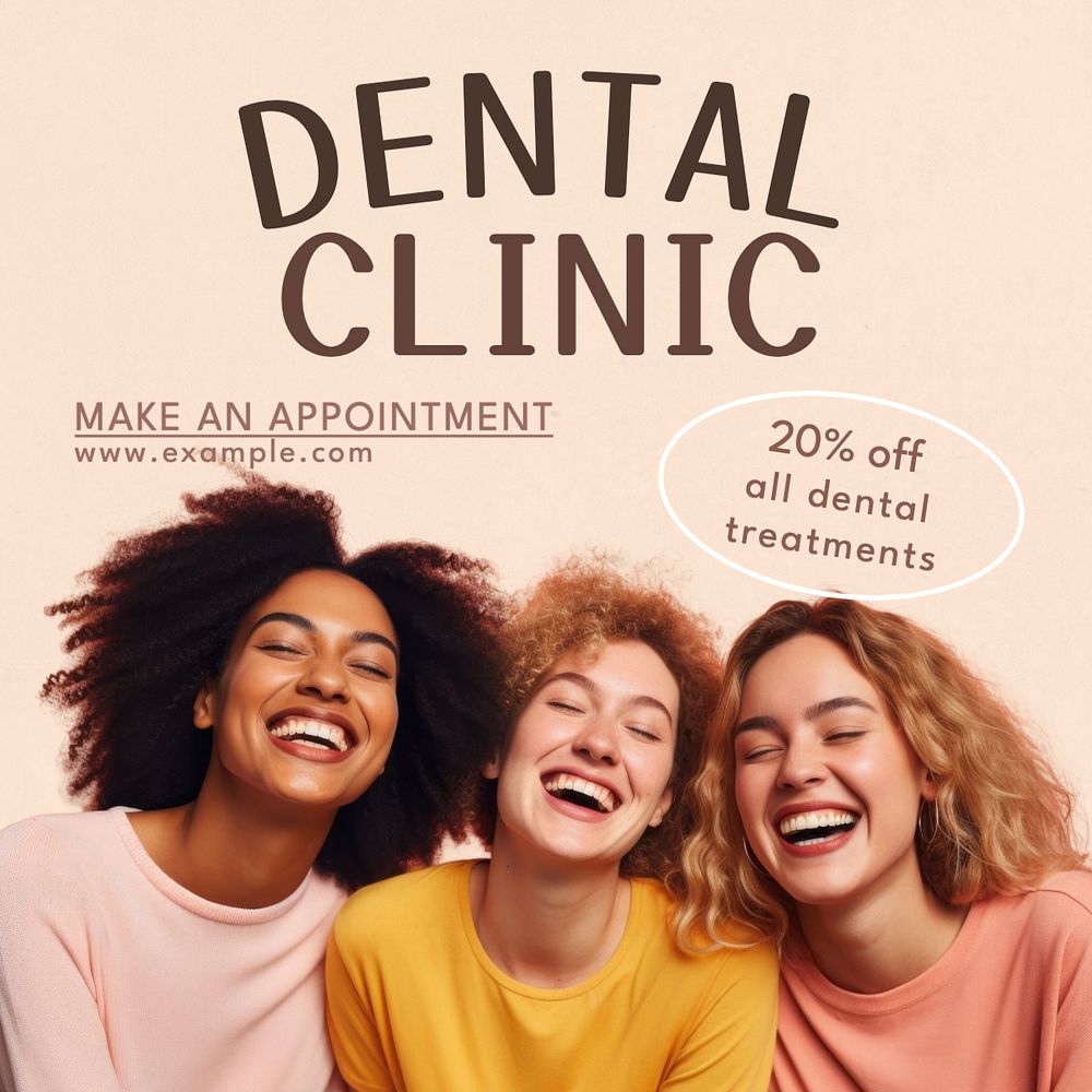 Dental clinic Instagram post template, editable text