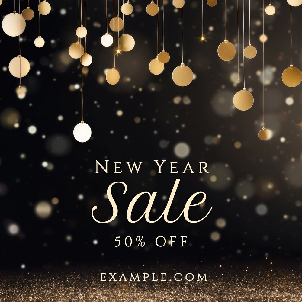 New year sale Instagram post template, editable text