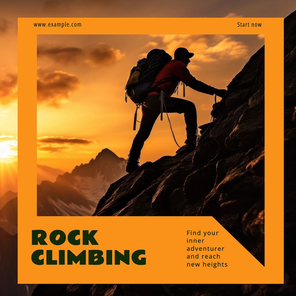 Rock climbing Instagram post template, editable text