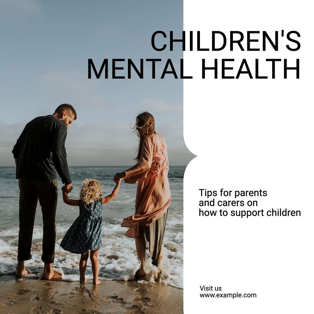 Children's mental health Instagram post template, editable text