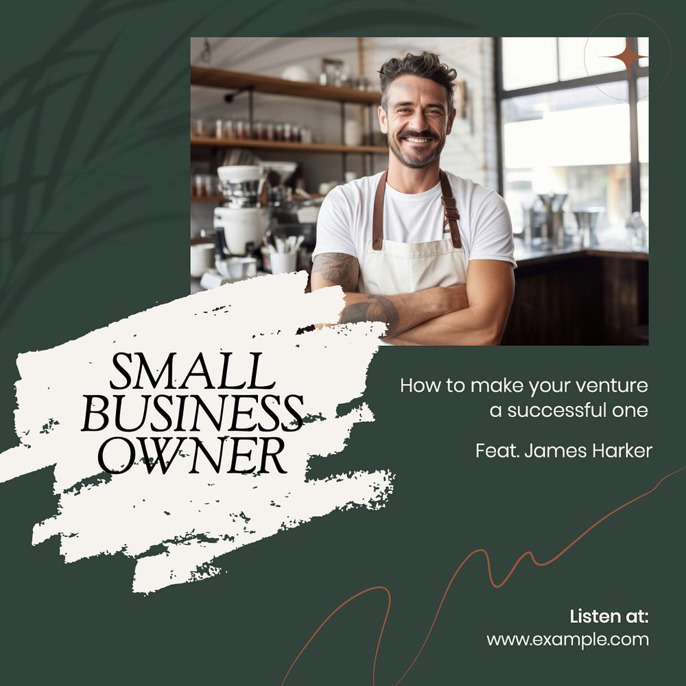 Small business owner Instagram post template, editable text