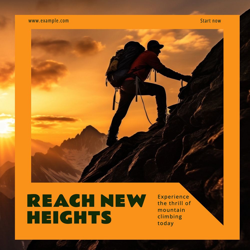 Mountain climbing Instagram post template, editable text