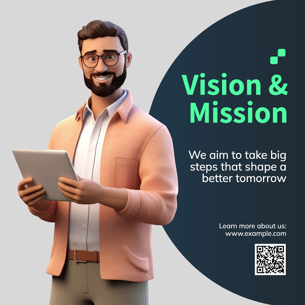 Company vision & mission Instagram post template, editable text