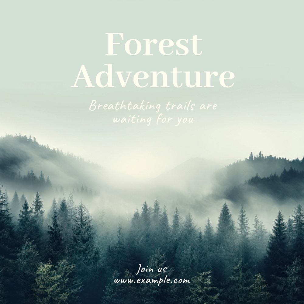 Forest adventure Instagram post template, editable text