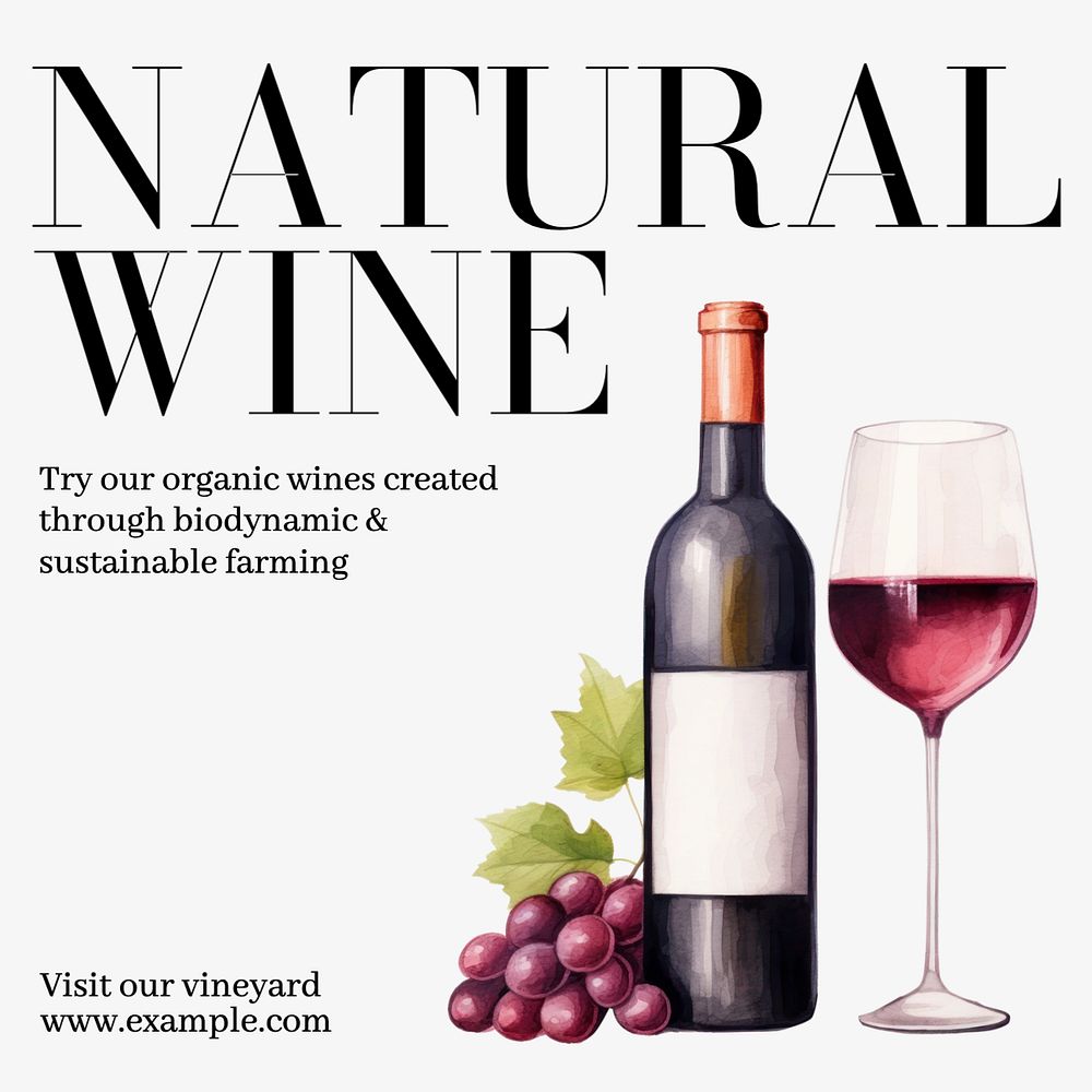 Natural wine Instagram post template, editable text