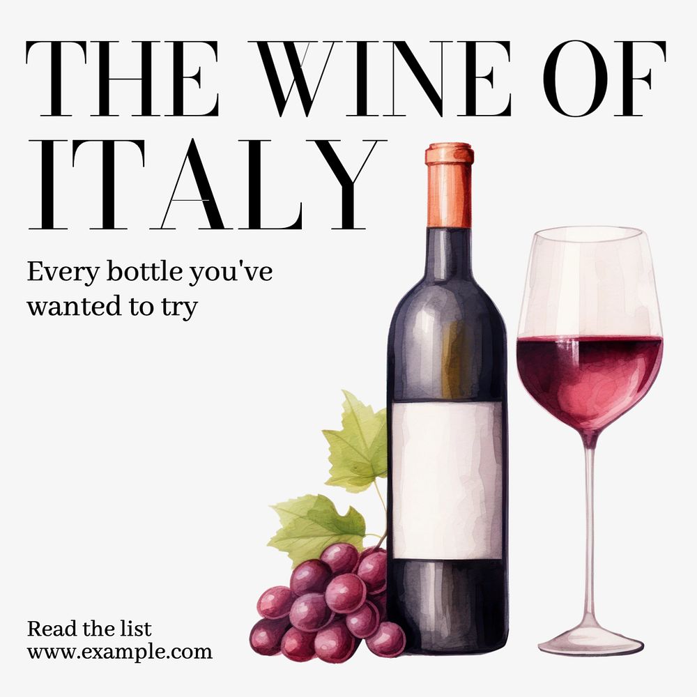 Wine of Italy Instagram post template, editable text