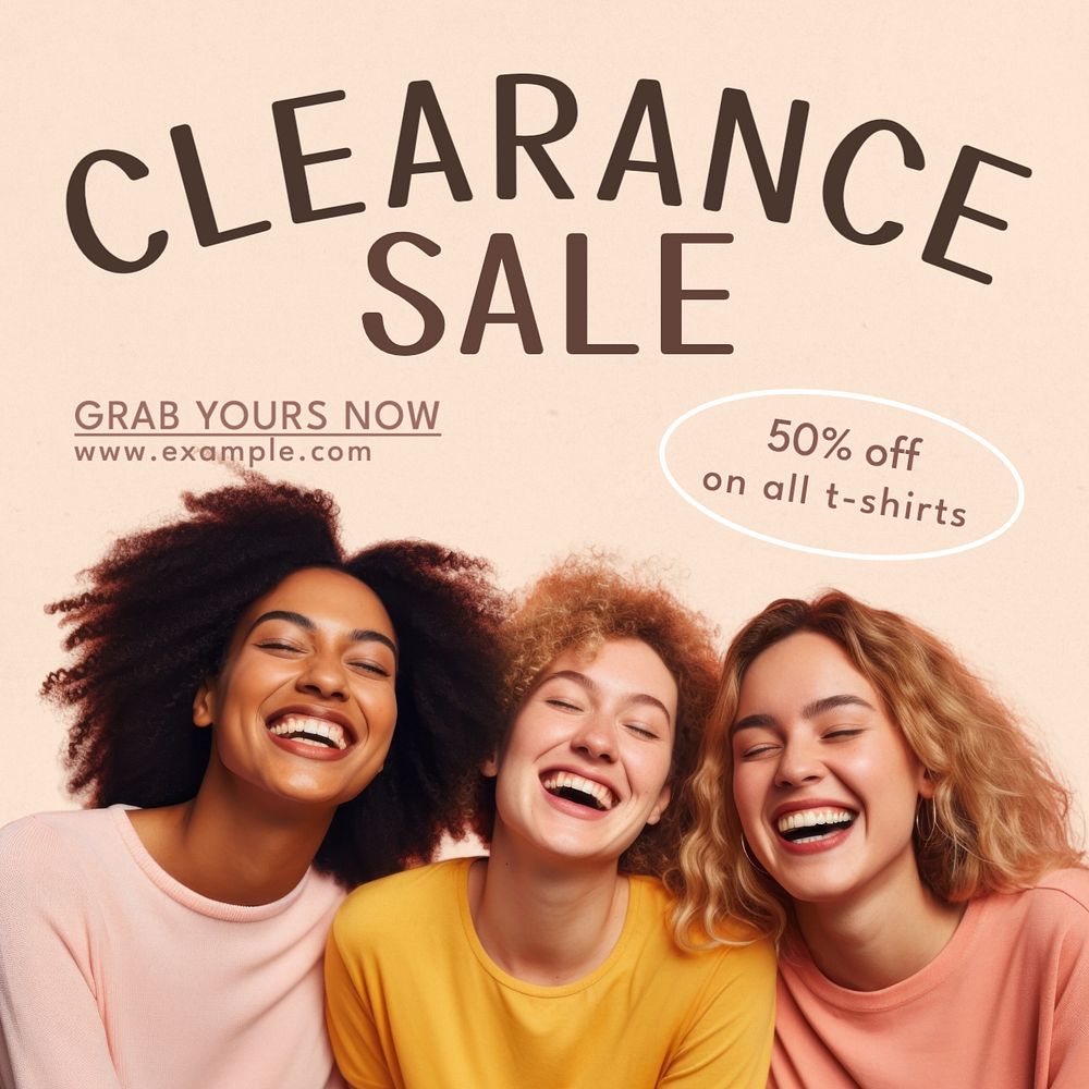 Clearance sale Instagram post template, editable text