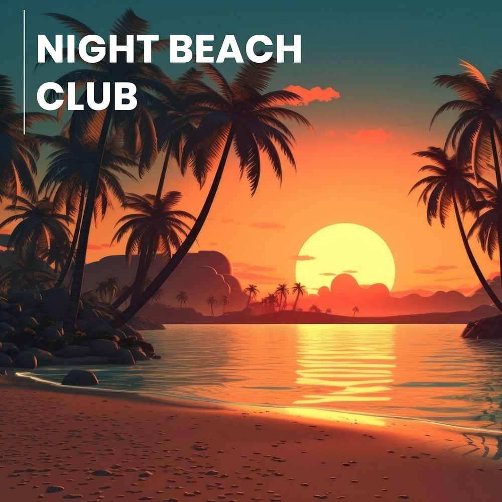 Night beach club Instagram post template, editable text