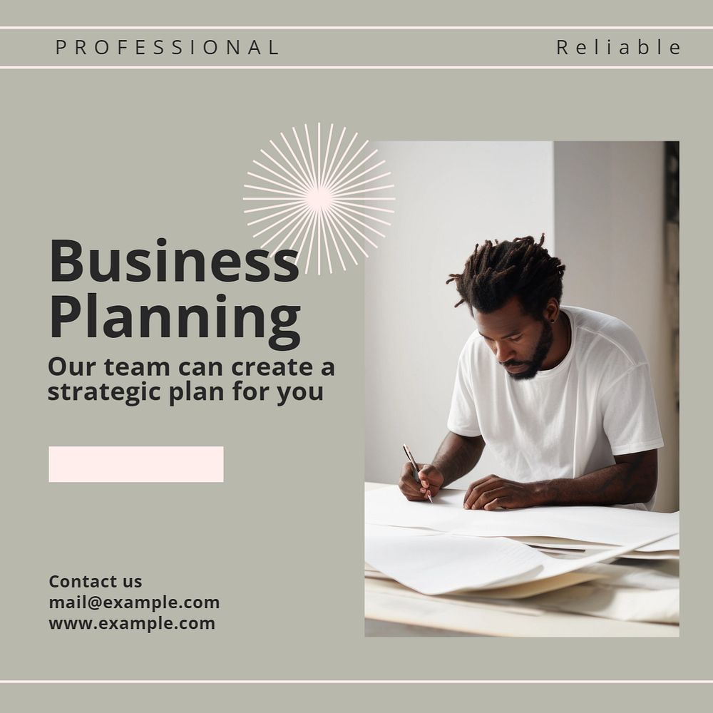 Business planning Instagram post template, editable text