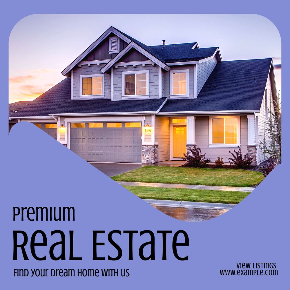 Real estate listings Instagram post template, editable text