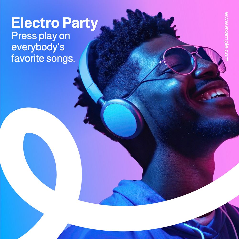 Electro party Instagram post template, editable text