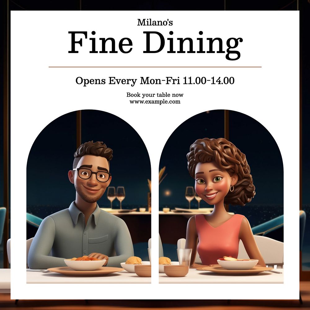 Fine dining Instagram post template, editable text