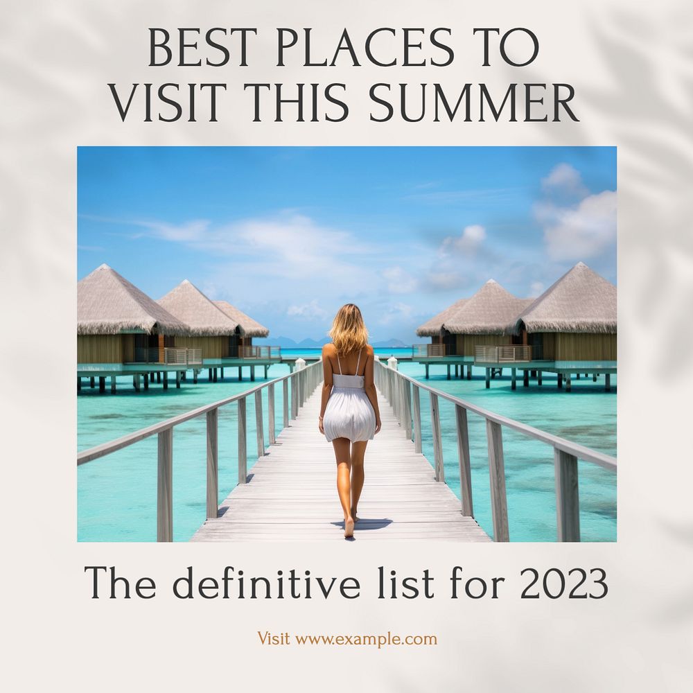 Summer holiday Instagram post template, editable text