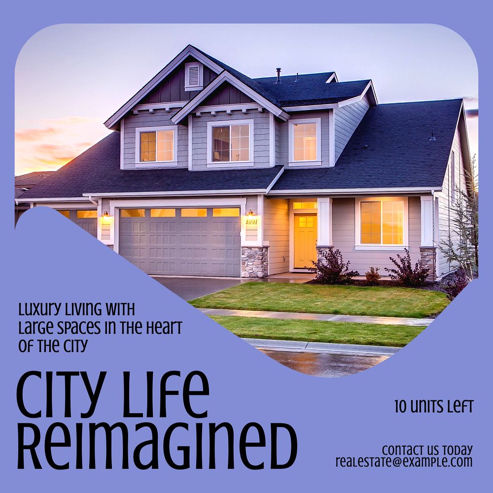 City life Instagram post template, editable text