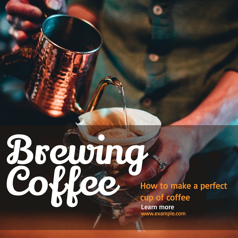 Brewing coffee Instagram post template, editable text