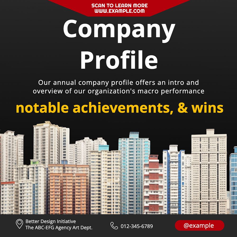 Company profile Instagram post template, editable text