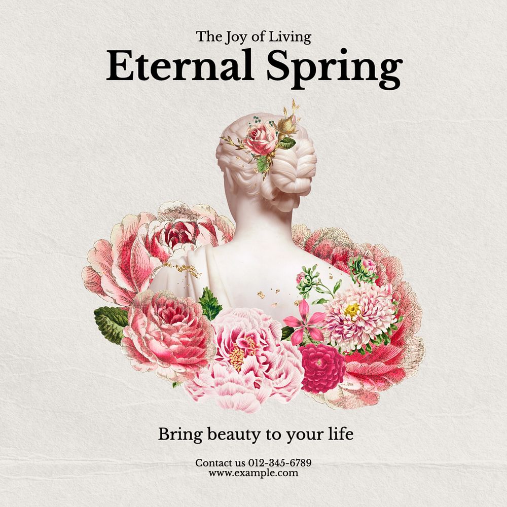 Eternal spring Instagram post template, editable text