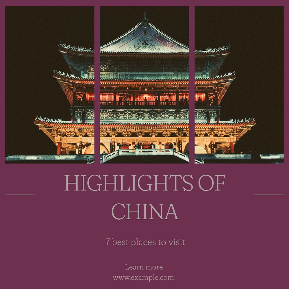 Highlights of china Instagram post template, editable text