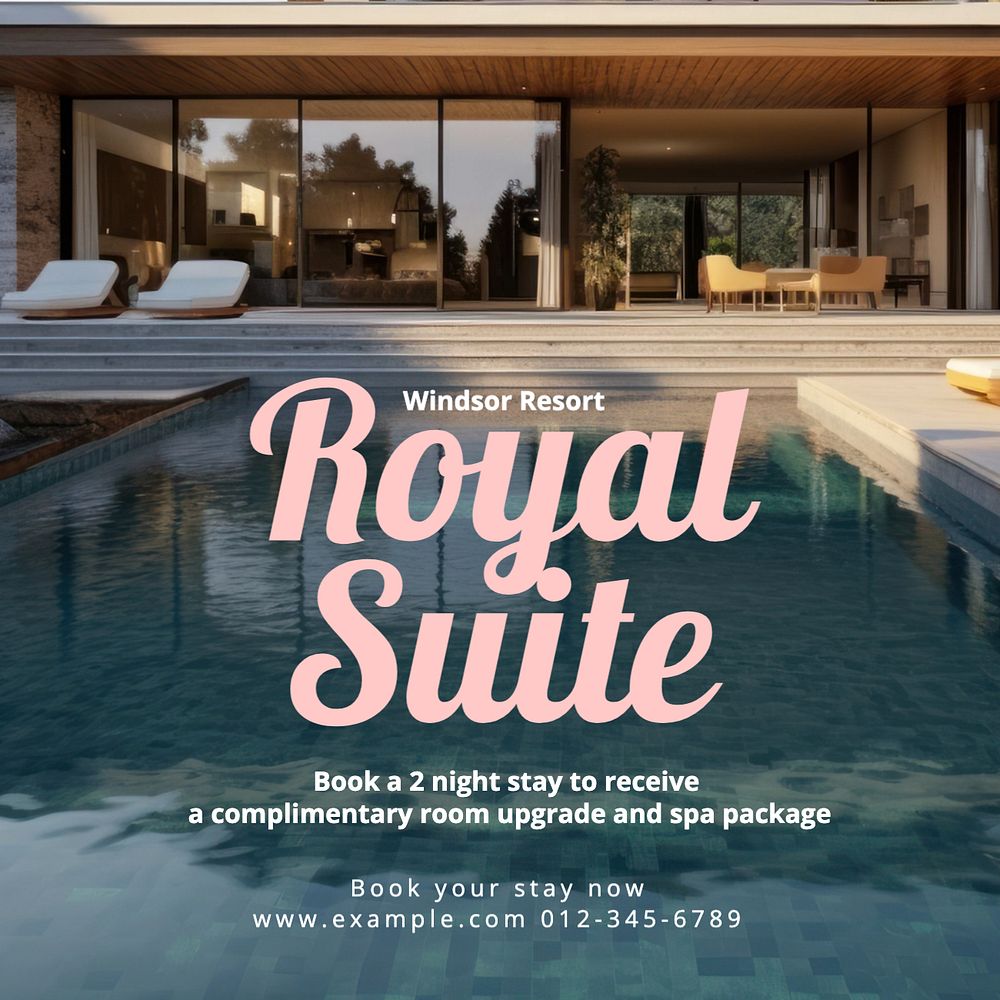 Royal suite Instagram post template, editable text