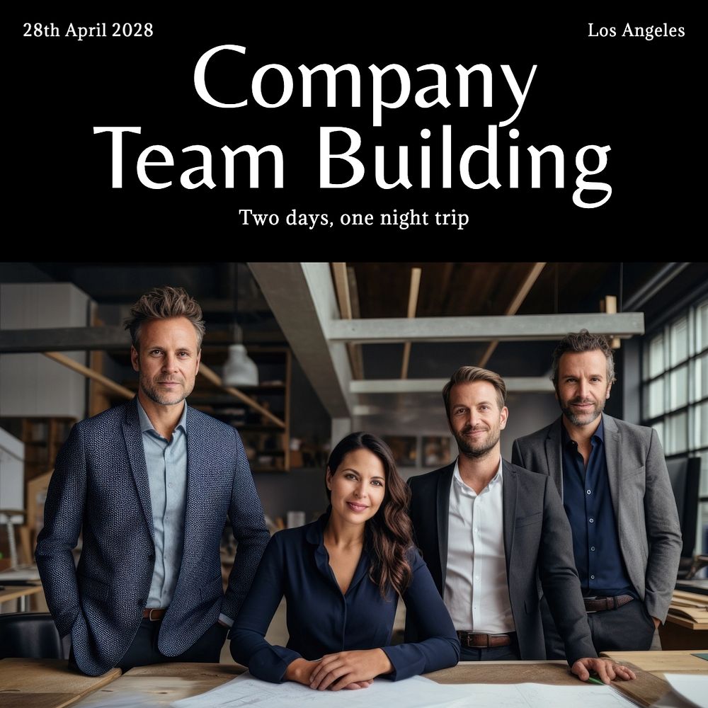 Team building trip Instagram post template, editable text