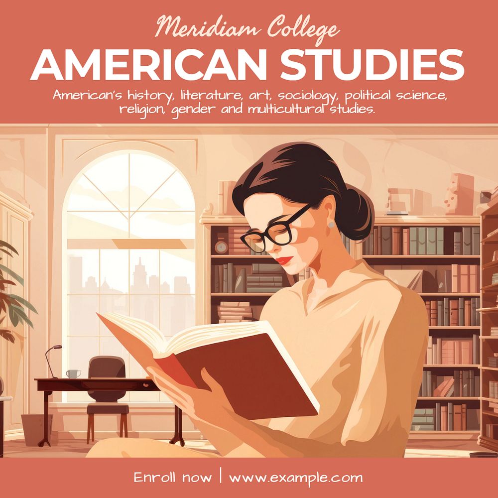 American studies Instagram post template, editable text