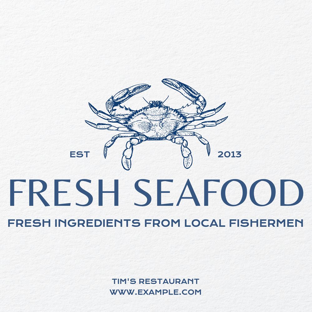 Fresh seafood Instagram post template, editable text