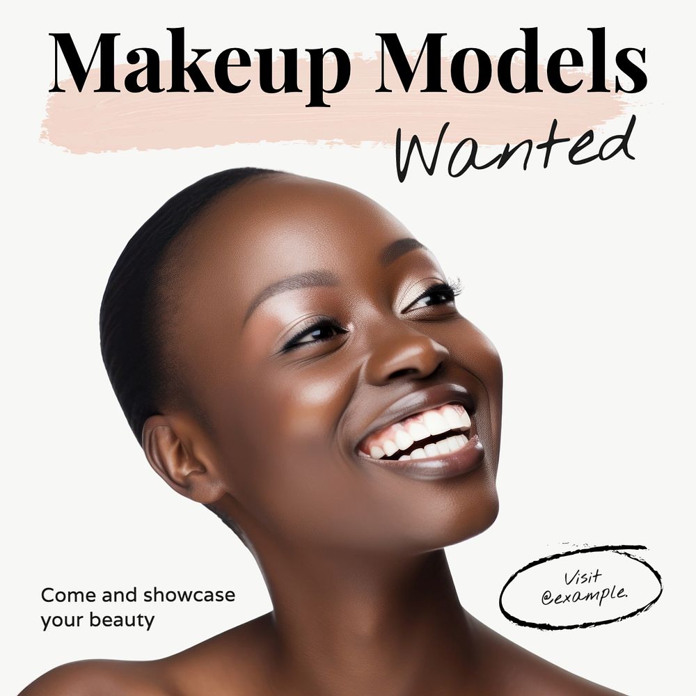 Makeup models Instagram post template, editable text