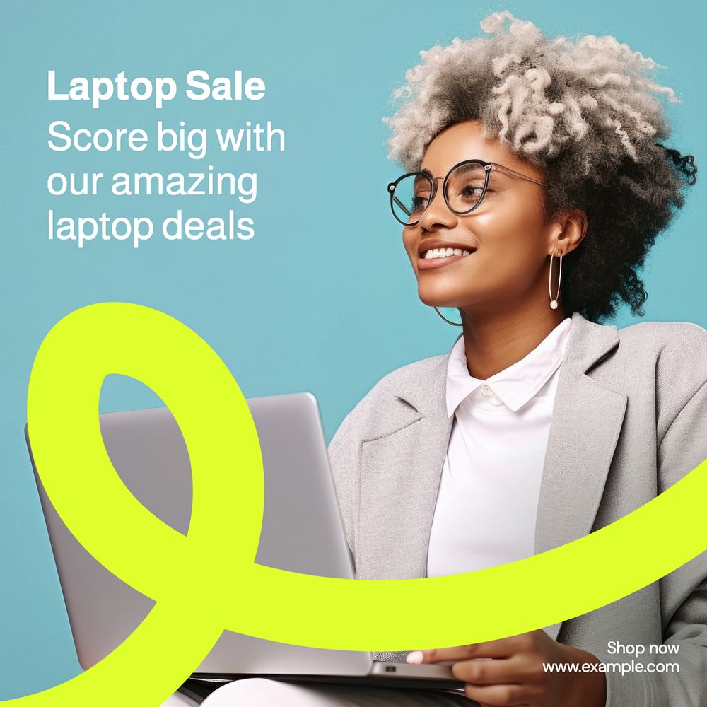 Laptop sale Instagram post template, editable text