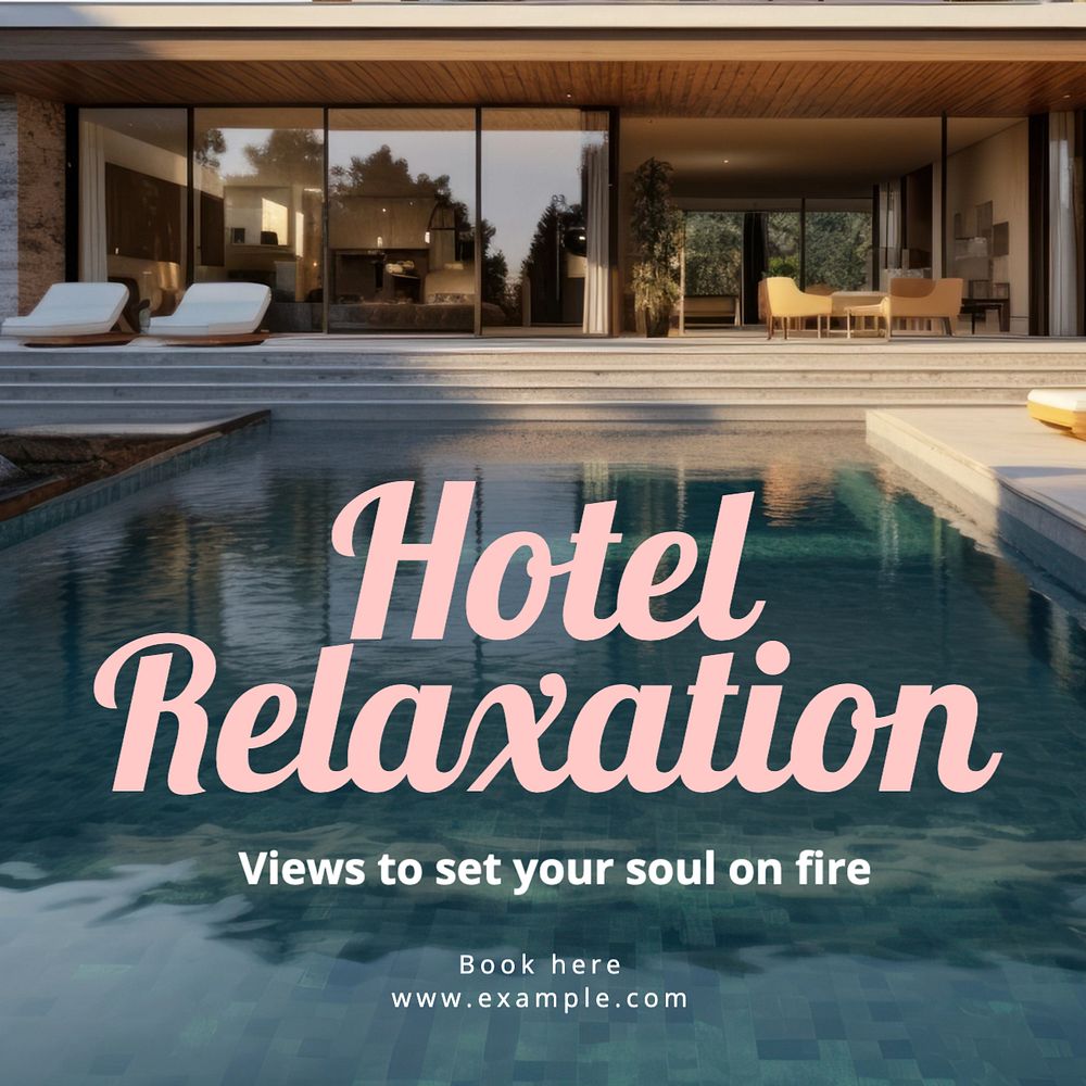 Hotel relaxation Instagram post template, editable text