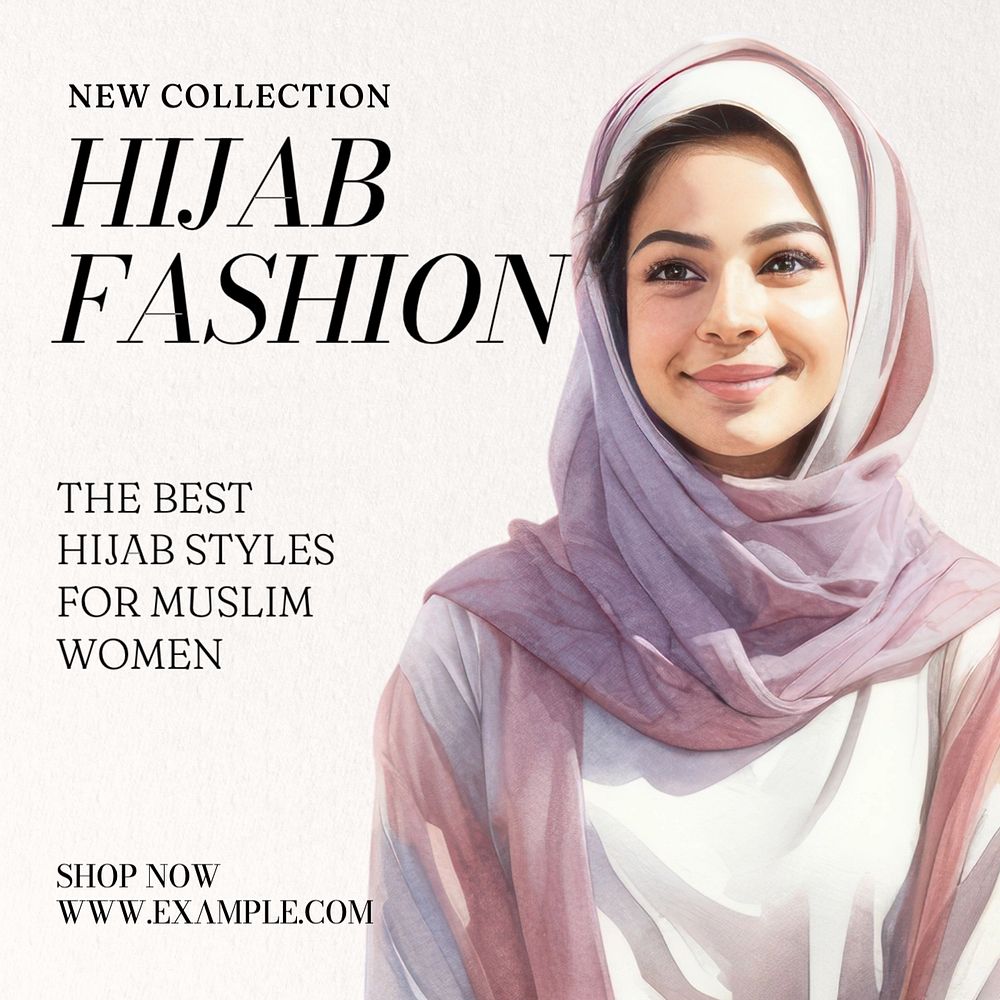 Hijab fashion Instagram post template, editable text