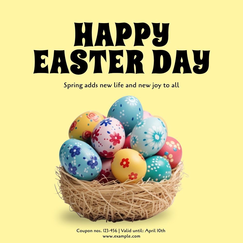 Happy easter day Instagram post template, editable text