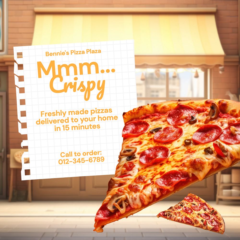 Pizza delivery Instagram post template, editable text