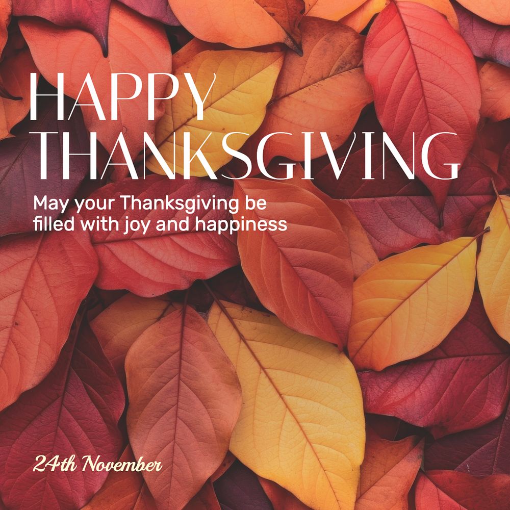 Happy Thanksgiving Instagram post template, editable text