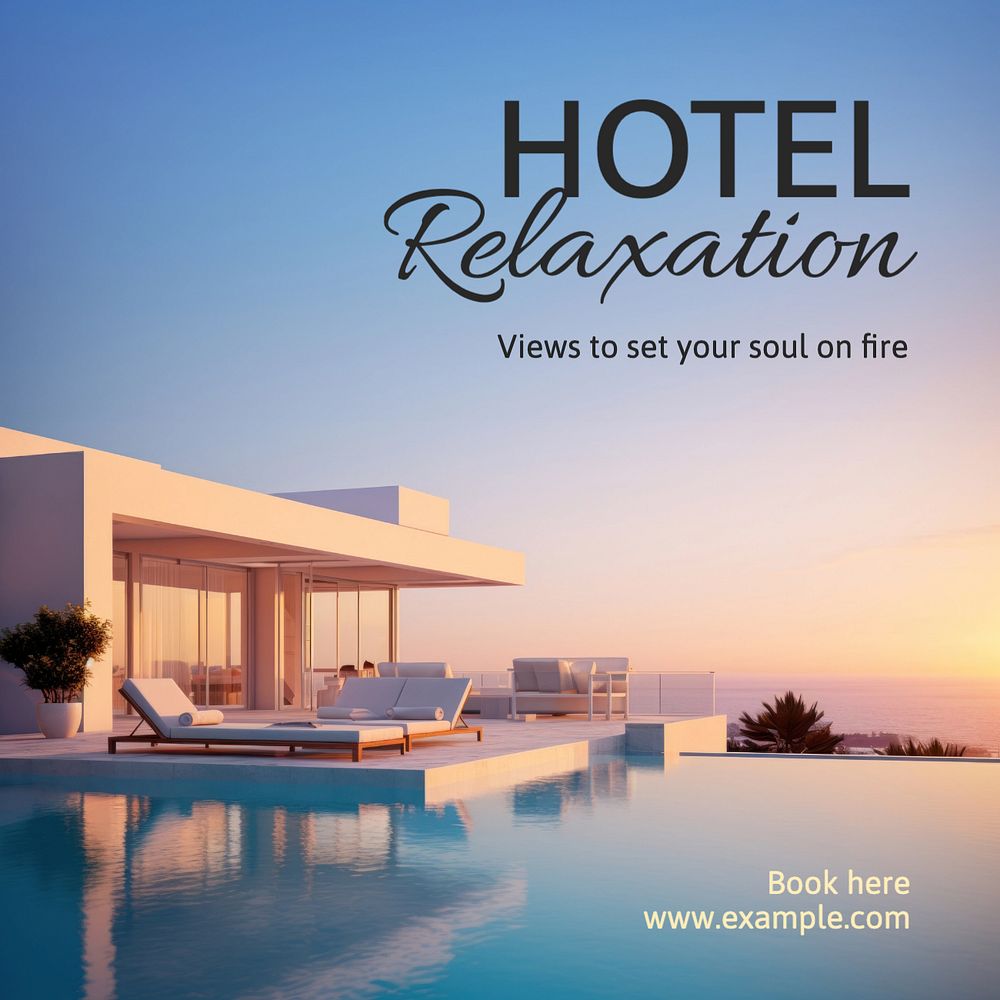 Hotel relaxation Instagram post template, editable text