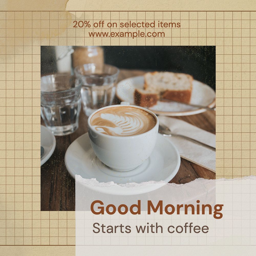 Online coffee store Instagram post template, editable text