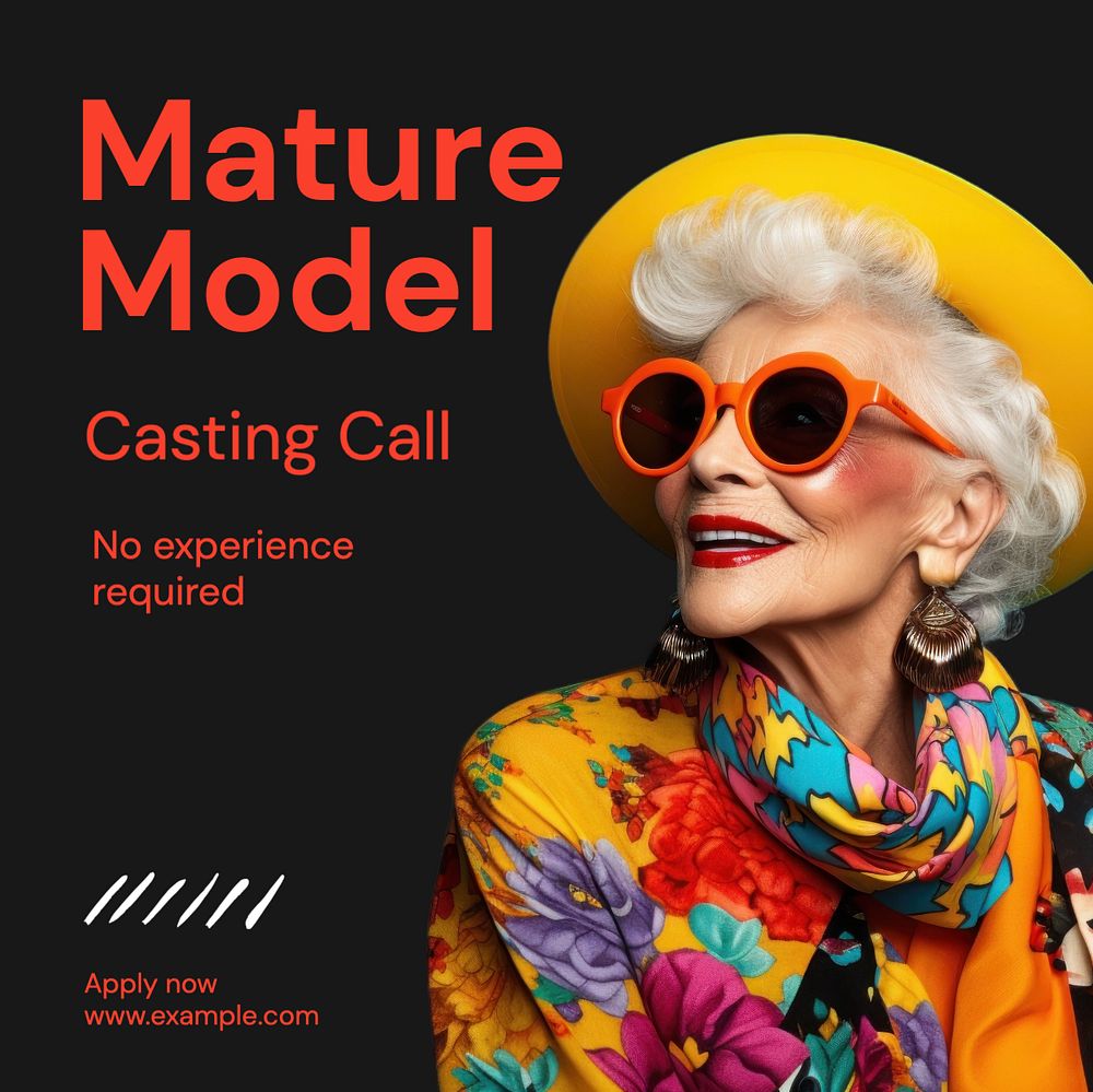 Mature model Instagram post template, editable text