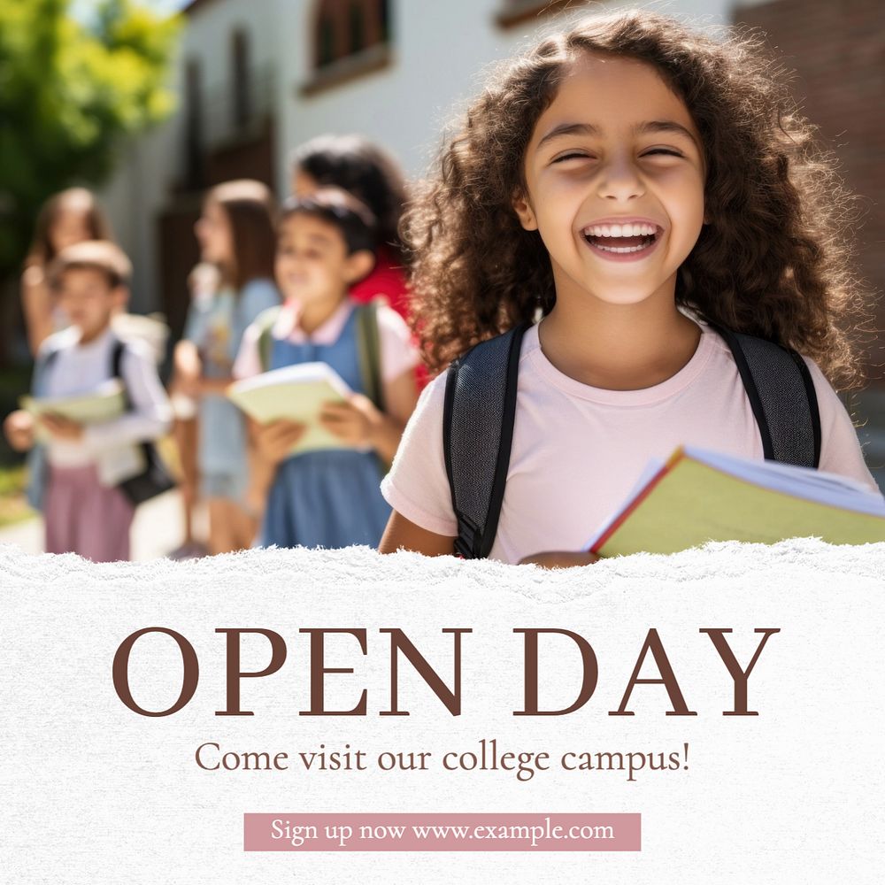 College open day Instagram post template, editable text